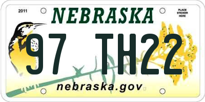 NE license plate 97TH22