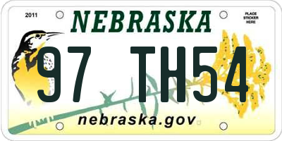 NE license plate 97TH54
