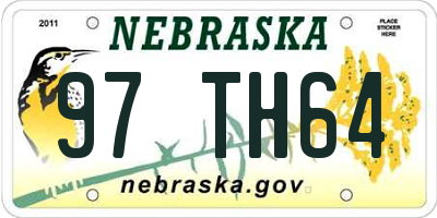 NE license plate 97TH64