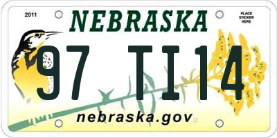 NE license plate 97TI14