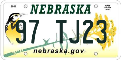NE license plate 97TJ23