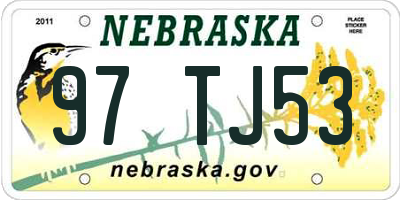 NE license plate 97TJ53