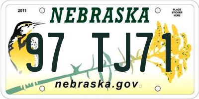 NE license plate 97TJ71
