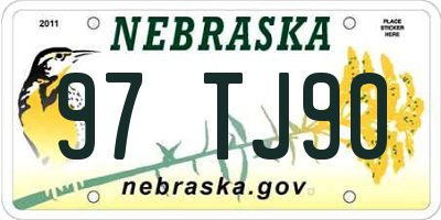 NE license plate 97TJ90