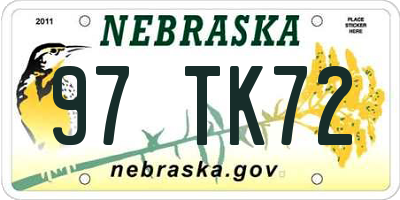 NE license plate 97TK72