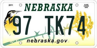 NE license plate 97TK74