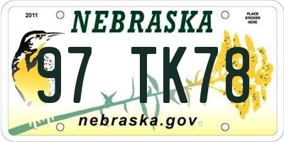 NE license plate 97TK78