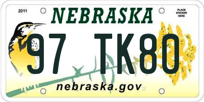 NE license plate 97TK80