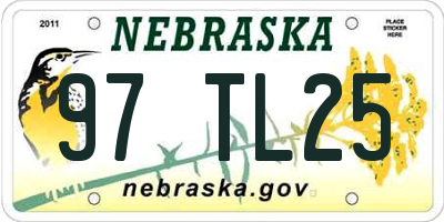 NE license plate 97TL25