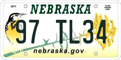NE license plate 97TL34