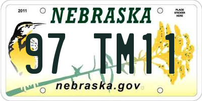 NE license plate 97TM11