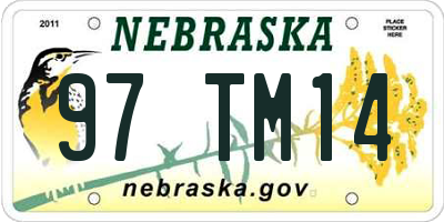 NE license plate 97TM14