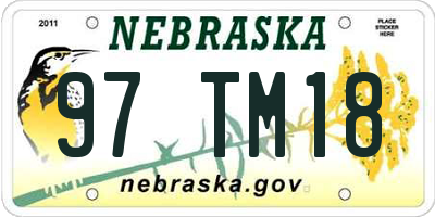 NE license plate 97TM18