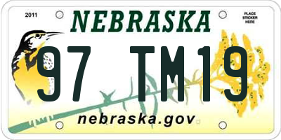 NE license plate 97TM19