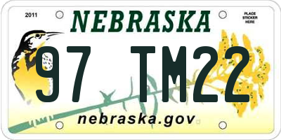 NE license plate 97TM22