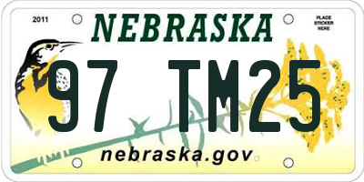 NE license plate 97TM25