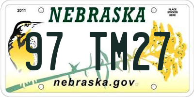 NE license plate 97TM27