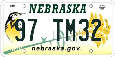 NE license plate 97TM32