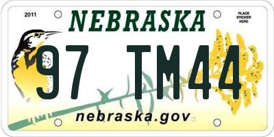 NE license plate 97TM44
