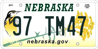NE license plate 97TM47