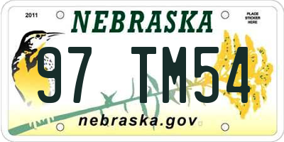 NE license plate 97TM54