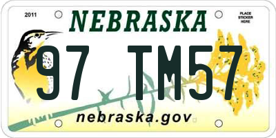 NE license plate 97TM57