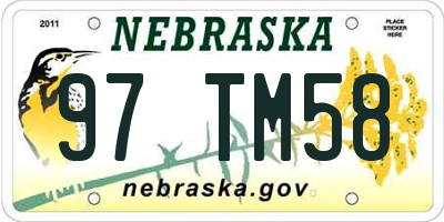 NE license plate 97TM58