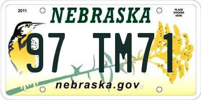 NE license plate 97TM71