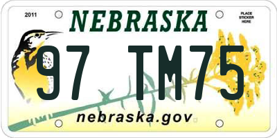 NE license plate 97TM75
