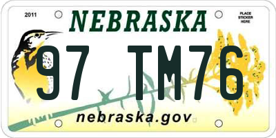 NE license plate 97TM76