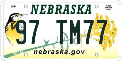 NE license plate 97TM77