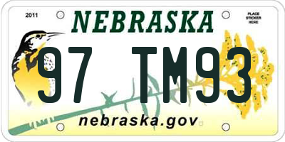 NE license plate 97TM93