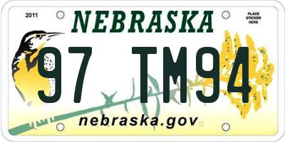 NE license plate 97TM94
