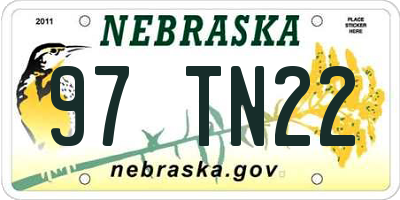NE license plate 97TN22