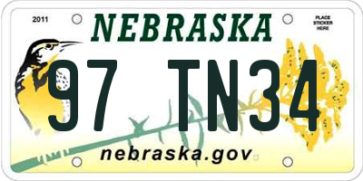 NE license plate 97TN34