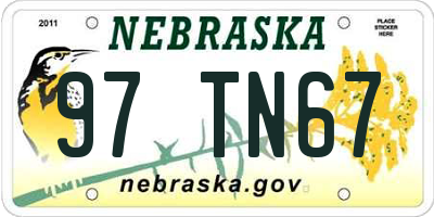 NE license plate 97TN67