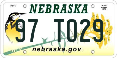 NE license plate 97TO29