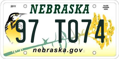 NE license plate 97TO74