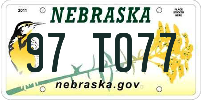 NE license plate 97TO77