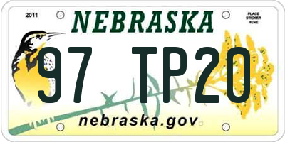 NE license plate 97TP20