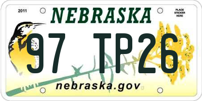NE license plate 97TP26