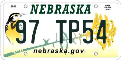 NE license plate 97TP54