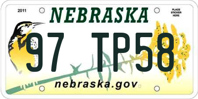 NE license plate 97TP58