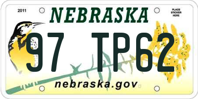 NE license plate 97TP62
