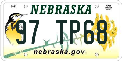 NE license plate 97TP68