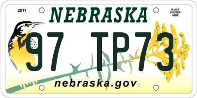 NE license plate 97TP73