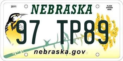 NE license plate 97TP89