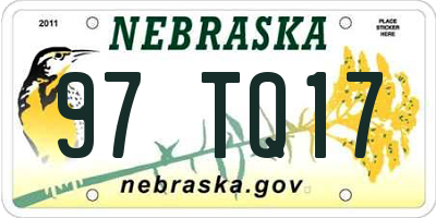 NE license plate 97TQ17