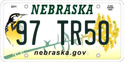 NE license plate 97TR50