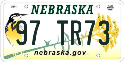 NE license plate 97TR73